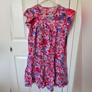 Floral Pink and Purple Mini Dress